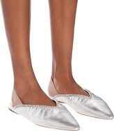 Thumbnail for your product : Miu Miu Embellished leather slingback flats
