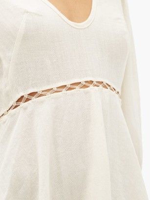 Fil De Vie Market Empire-waist Linen Midi Dress - Cream