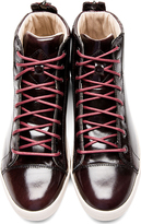 Thumbnail for your product : Diesel Deep Burgundy Patent Brushed Diamond High-Top Sneakers