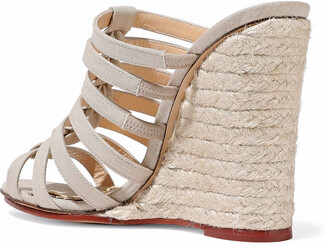 Charlotte Olympia Cutout Canvas Espadrille Wedge Mules