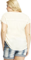 Thumbnail for your product : Wet Seal Button Detail Crepe V-Neck Tee