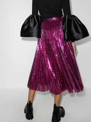 Valentino Sequin Embellished Pleated Midi Skirt