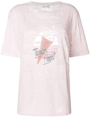 Saint Laurent Tender Heart slogan T-shirt