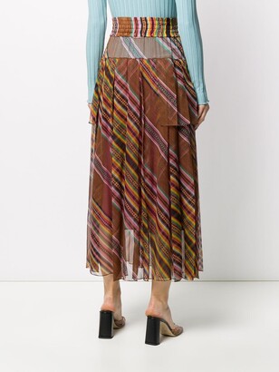 Christian Dior 2002 Pre-Owned Diagonal Stripes Sheer Skirt