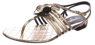Chanel Metallic Camellia Sandals