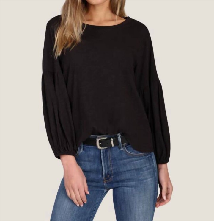 Dylan 3/4 Sleeve Slub Tee In Black