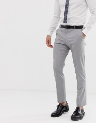 Selected slim fit suit trouser with stretch in light grey