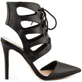 Thumbnail for your product : Jessica Simpson CECERRE BLACK LEATHER POINTED TOE LACEUP ANKLEWRAP dainty cutout