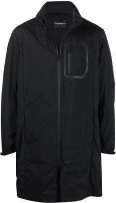 Emporio Armani Zip-Front Concealed-Hood Coat