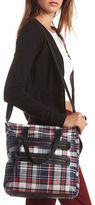 Thumbnail for your product : Charlotte Russe Double Zipper Flannel Plaid Tote Bag