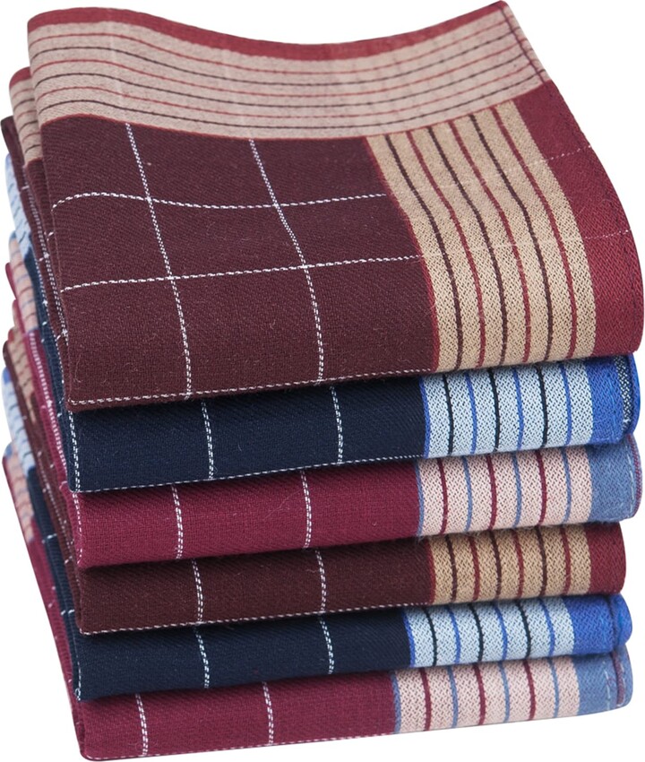 Houlife Mens Thick Handkerchiefs 100 60S Cotton Classic Tartan