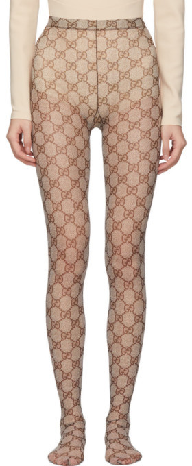 Gucci Beige and Brown GG Tights ShopStyle Hosiery