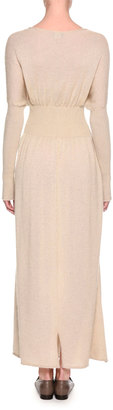Giorgio Armani Long-Sleeve Wool-Mohair Sweater Gown, Neutral