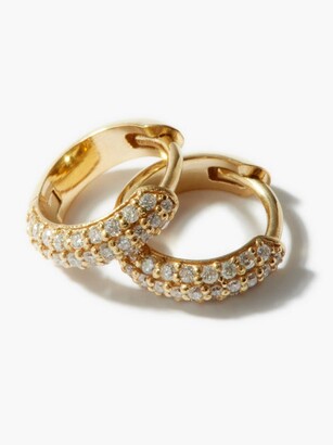 LIZZIE MANDLER Diamond & 18kt Gold Hoop Earrings - Yellow Gold