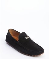 Thumbnail for your product : Gucci black suede logo plaque slip-on loafers