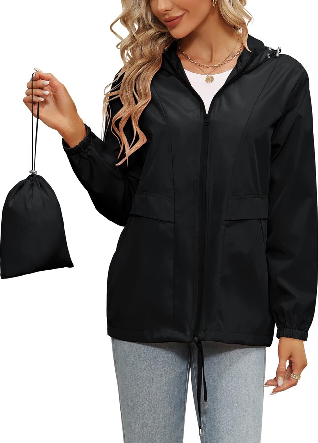 Tisfeer Waterproof Jackets Women Lightweight Windproof Rain Coats