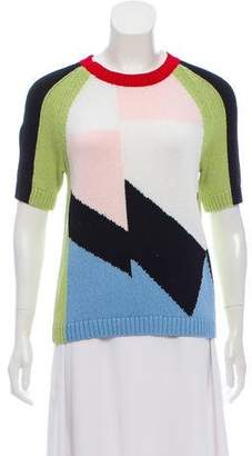 Tibi Colorblock Short Sleeve Sweater