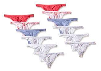 Fruit of the Loom Women's 12 Pack Cotton Stretch Thongs Panties -Colors May Vary