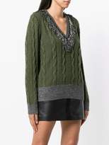 Thumbnail for your product : Pinko tinsel fringe cable knit sweater