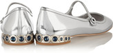 Thumbnail for your product : Miu Miu Crystal-embellished mirrored-leather flats