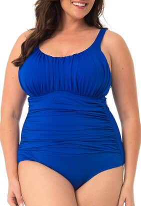 Caribbean Sand Ruched Plus Size Swimwear for Women Curvy Sizing One Piece Swimsuit with Tummy Control - - 26 Plus -