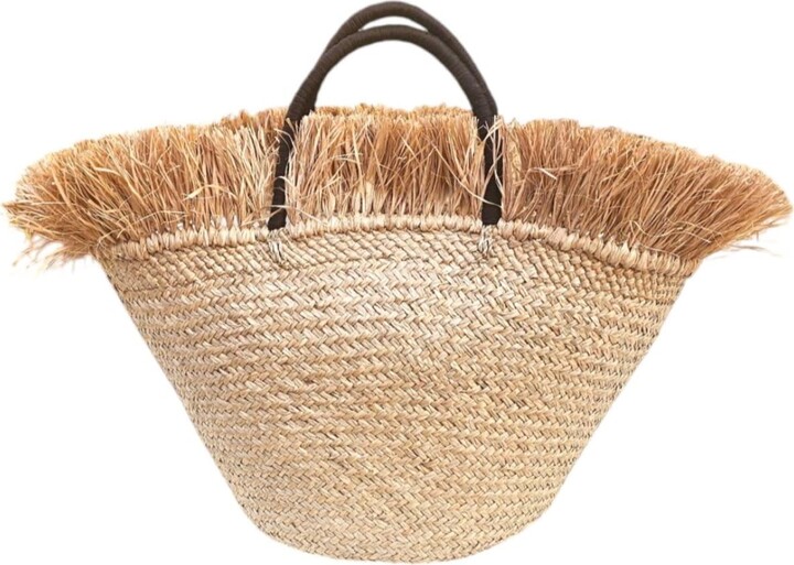 Ohsun Black / Neutrals Nina Straw Fringe Basket - Black