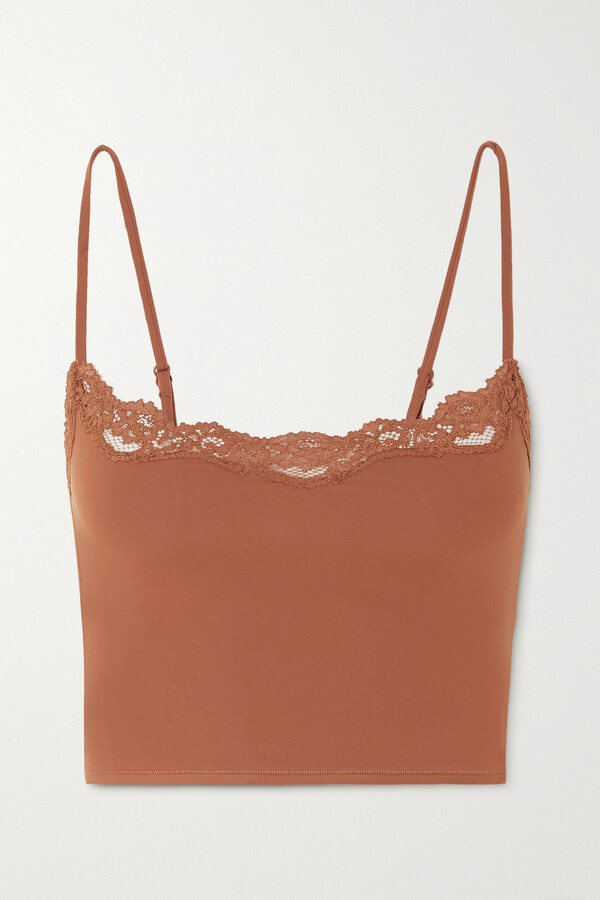 SKIMS Fits Everybody Lace-trimmed Stretch Camisole - Bronze