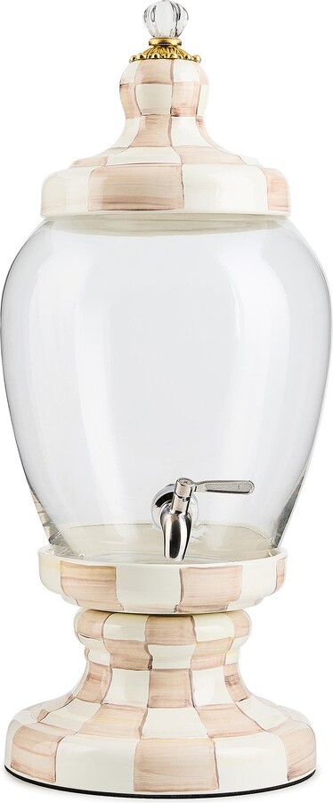 Mackenzie Childs Mocha Check Enamel Beverage Hostess