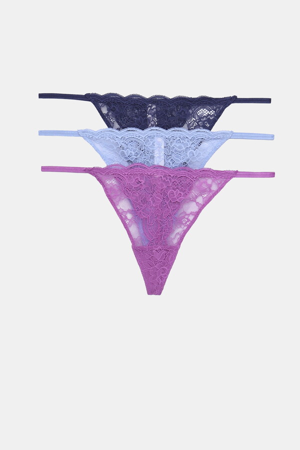 Joyspun String Thongs with Scalloped Lace, 3-Pack, Sizes XS-3XL