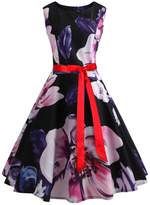Thumbnail for your product : Wellwits Young Women's Fashion Modern Vitnage Party Dress with Tie 2XL