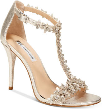 INC International Concepts Women's Rosiee T-Strap Embellished Evening Sandals, Created for Macy's Women's Shoes