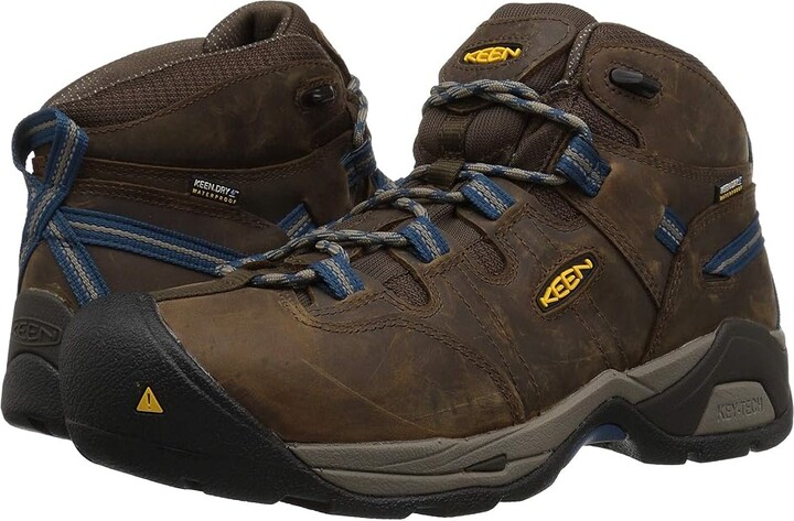 Keen Detroit XT Mid Steel Toe Waterproof Men's Work Boots Cascade Brown/Orion Blue : 7 D - Medium
