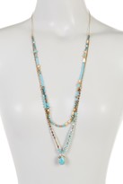 Thumbnail for your product : Cara Accessories Double Layer Turquoise Teardrop Pendant Necklace