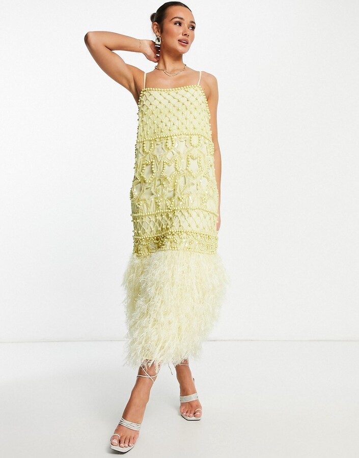 Feather Dress Asos Robe Paillette ASOS EDITION Pearl Embellished