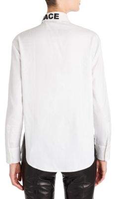 Versace Embroidered Message Cotton Shirt