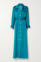 Thumbnail for your product : Dodo Bar Or Tamara Belted Satin Maxi Shirt Dress - Teal