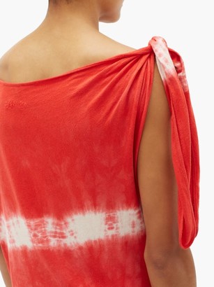 LOEWE PAULA'S IBIZA Knotted Tie-dye Silk-cotton Dress - Red White