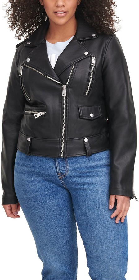 plus size studded moto jacket