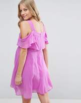 Thumbnail for your product : ASOS Maternity Cami Cold Shoulder Flutter Sleeve Mini Dress