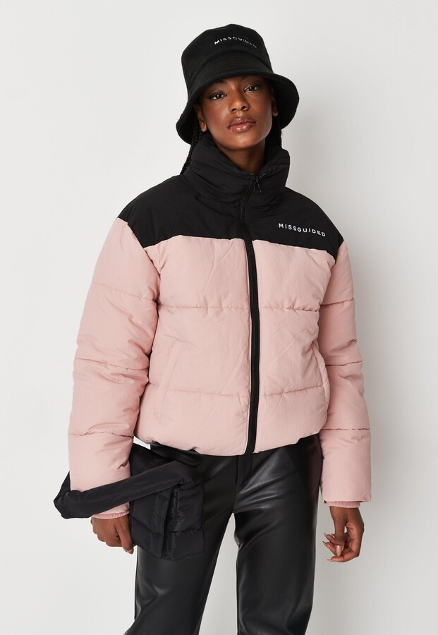 bright pink puffer jacket