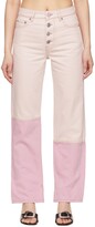 Thumbnail for your product : Ganni Pink Denim Core Lovy Straight-Leg Jeans