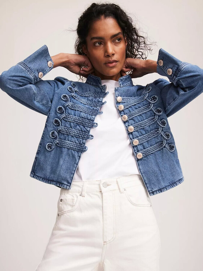 Puff Sleeve Mint Velvet Denim Jacket Sale Puff Sleeve Denim Jacket