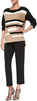 Thumbnail for your product : Joan Vass Broken Stripe Sweater & Ponte Slim Ankle Pants, Petite