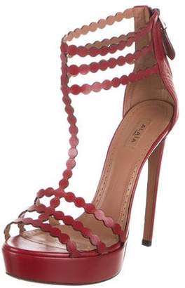 Alaia Leather T-Strap Sandals