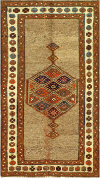 Kuulei Oriental Handmade Rectangle 3'5" x 5'6" Cotton Area Rug in Beige/Brown/Blue