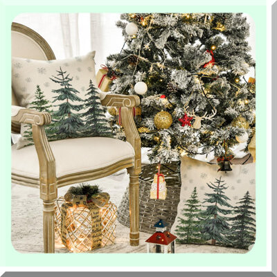BRBCA Winter Wonderland Tree Pillow Covers - Set of 2 Snowflake Cushion Cases for Sofa Holiday Decoration Couch Accessories