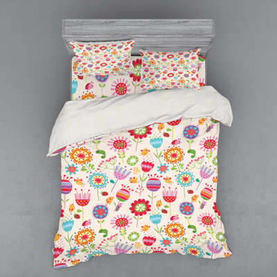 Ambesonne Pink Microfiber Farmhouse / Country Duvet Cover Set