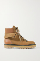 Thumbnail for your product : See by Chloe Eileen Leather-trimmed Nubuck Ankle Boots - Neutrals