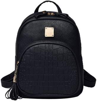Donalworld Girl Floral School Bag Travel Cute PU Leatherini Backpack