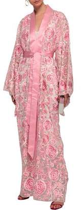 Naeem Khan Embroidered Satin-trimmed Silk-organza Kimono Coat